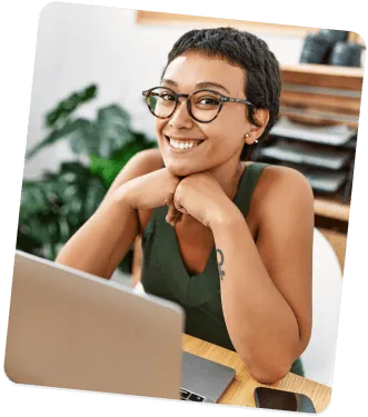 Person sitting and smiling