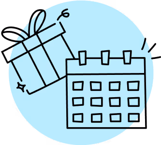 Illustration of a calendar with a gift